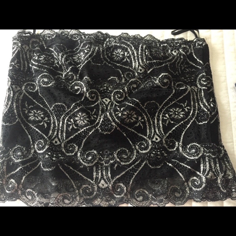 Black and Silver Lace Tube Top